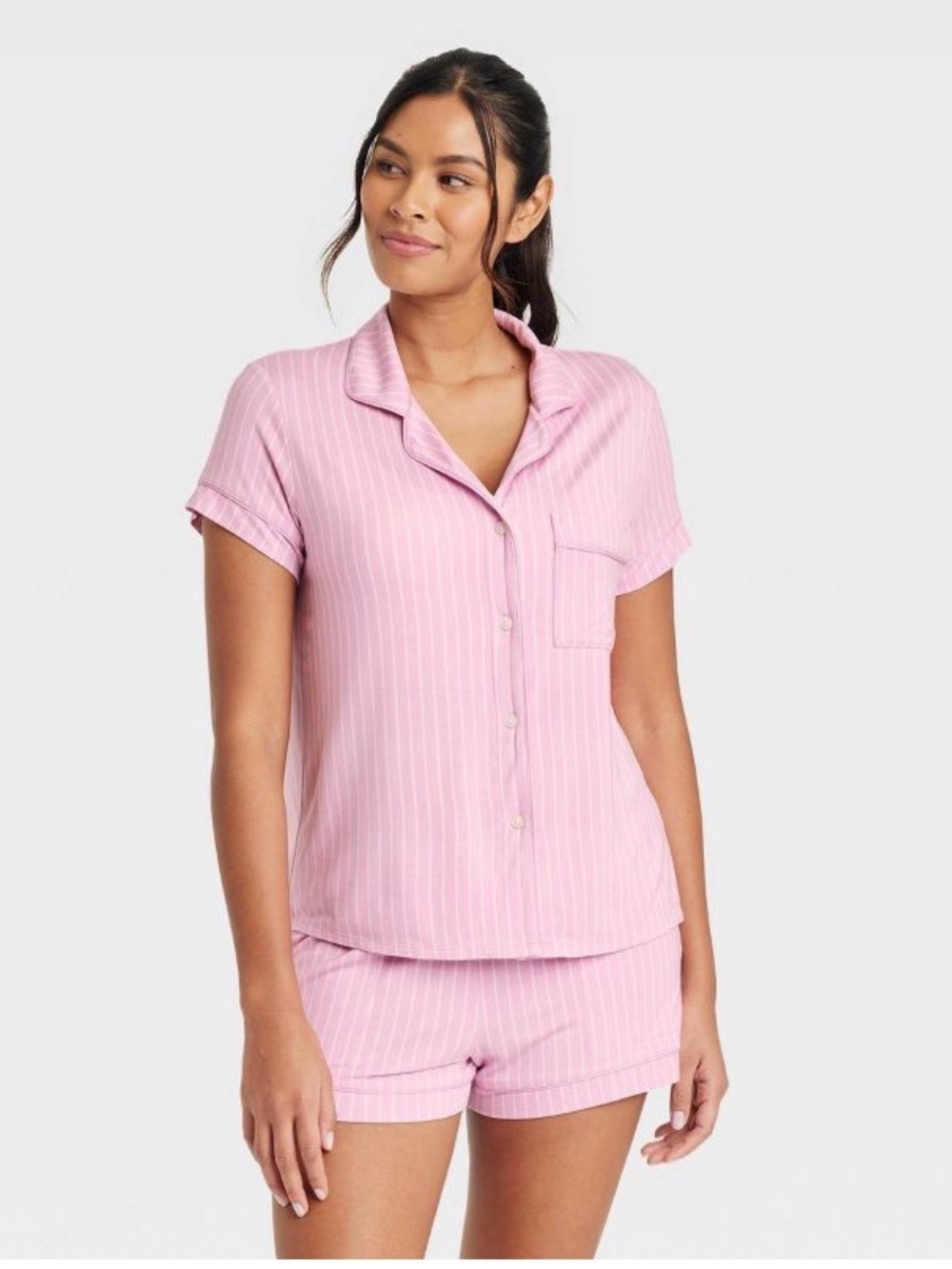 Stars Above Pink Striped Pajama Set XS